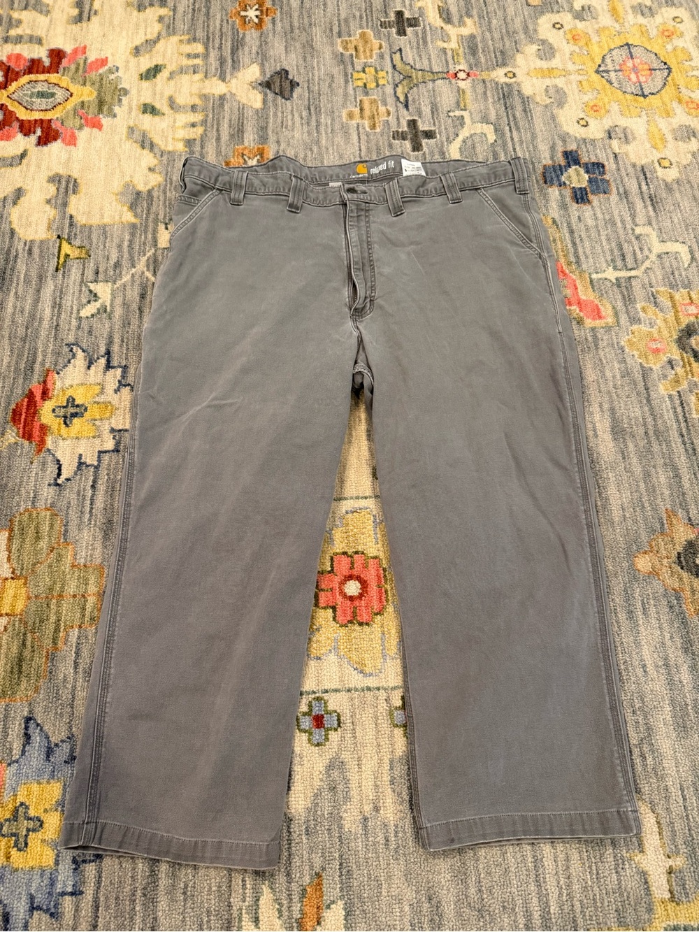 Carhartt Rugged Flex Relaxed Fit Canvas Work Pants Gray 46x30 Mens